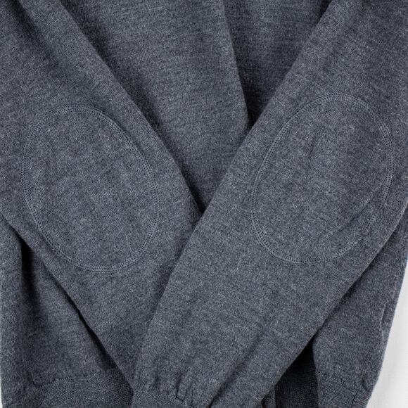 Men's Wool Sweater Large Slim Fit Gray Elbow Patches Pullover Classic Jack Spade - Picture 10 of 11